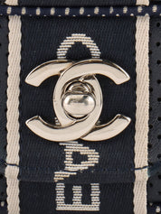 2004 Sports Line CC 旋锁穿孔皮革链条单肩包,海军蓝