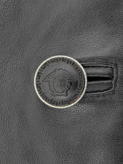 黑色美杜莎纽扣腰带夹克