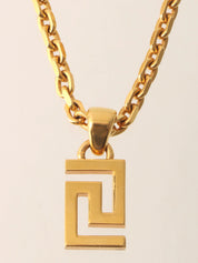 Logo Plate Necklace Gold
