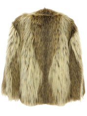 Faux fur jacket in beige/brown