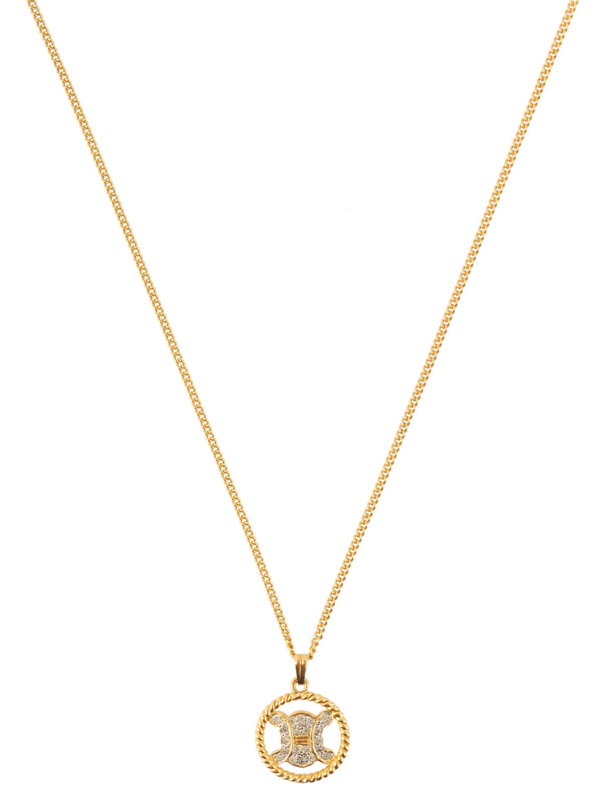 Circle Rhinestone Macadam Plate Necklace in Gold