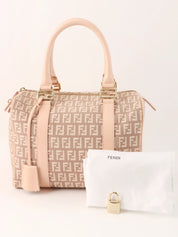 FF Zucchino Pattern Handbag in Pink Beige