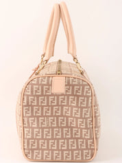 FF Zucchino Pattern Handbag in Pink Beige
