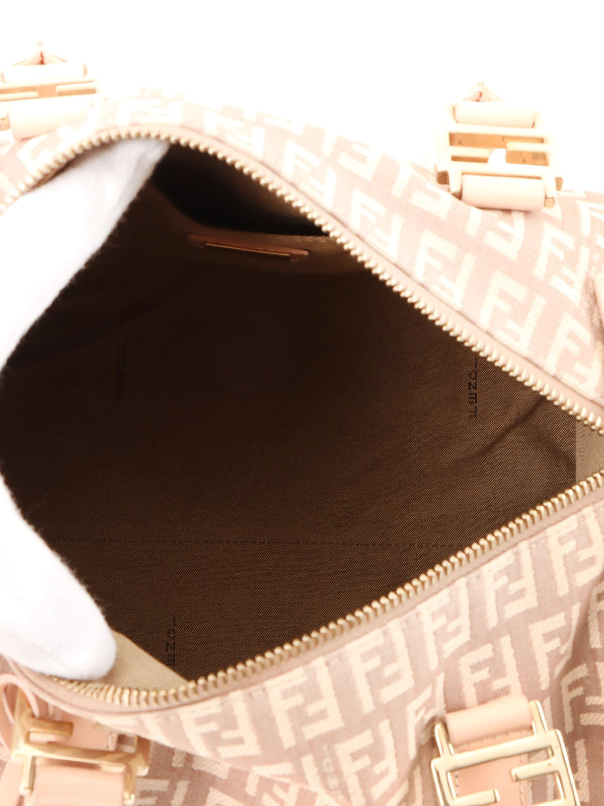 FF Zucchino Pattern Handbag in Pink Beige