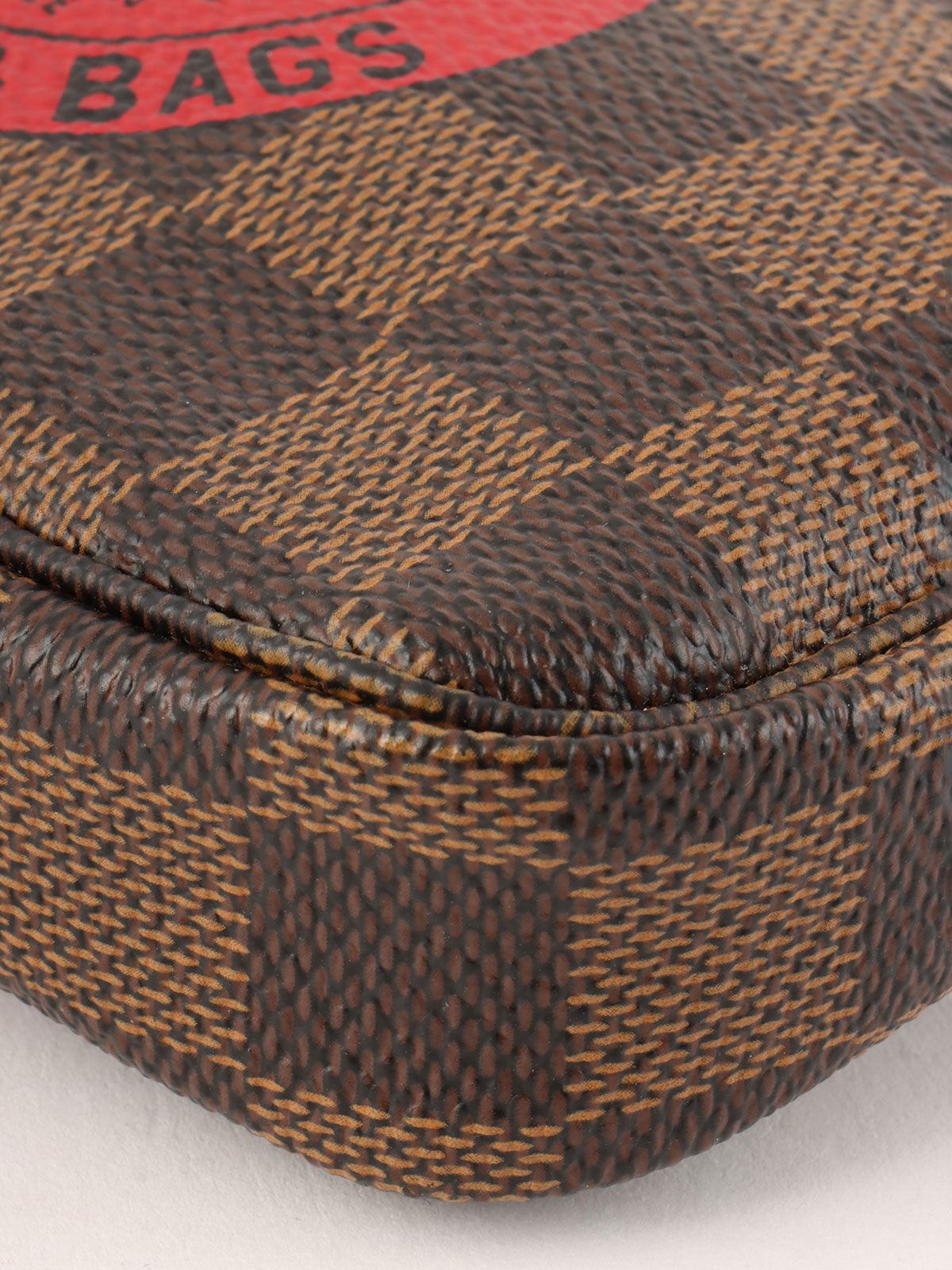 2008 Damier 迷你手拿包配件 T&B 帆布棕色/红色
