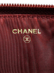 约 2000 年 Caviar Skin CC Mark Stitch Zip 长款钱包,波尔多红