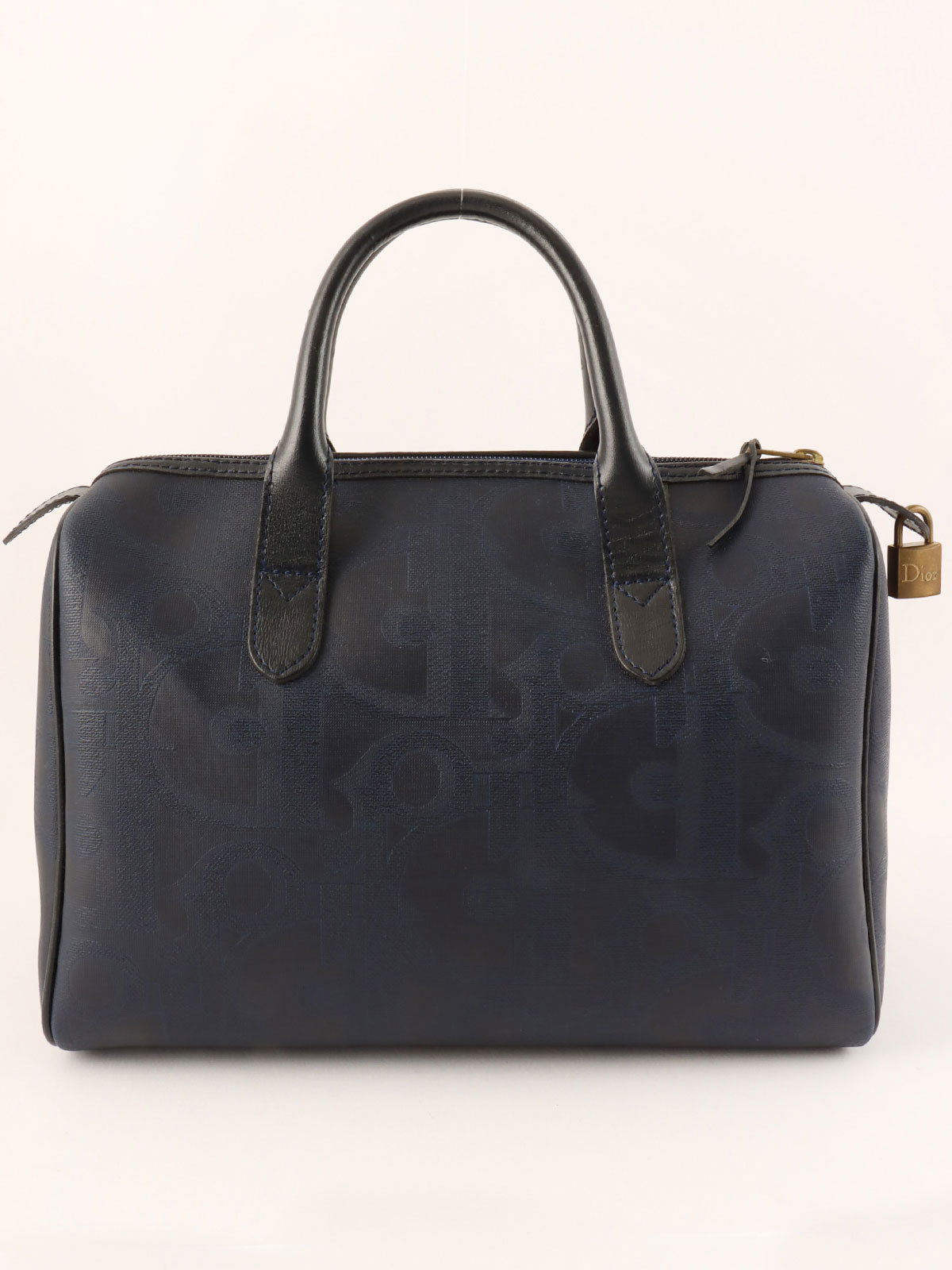 Trotter Pattern Logo Plate Boston Bag Navy