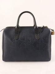 Trotter Pattern Logo Plate Boston Bag Navy