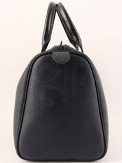 Trotter Pattern Logo Plate Boston Bag Navy