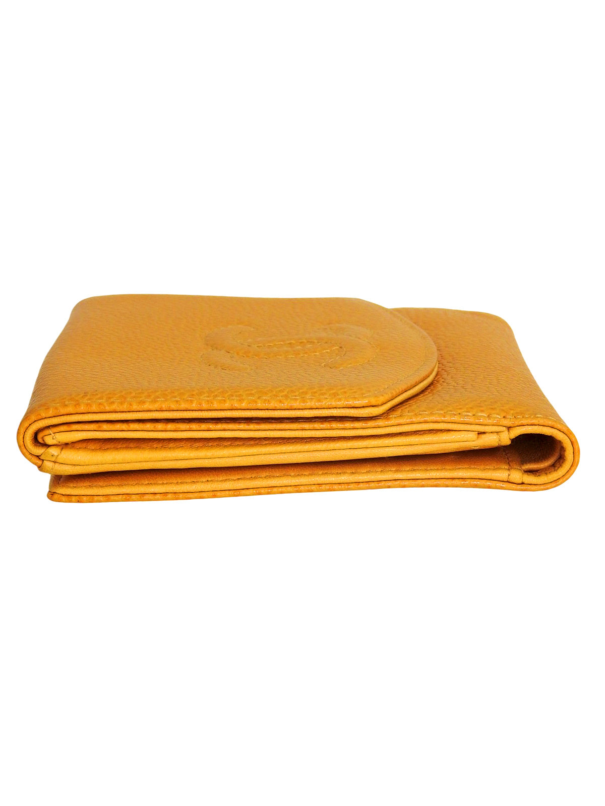 2000 Caviar Skin CC Mark Stitch Wallet in Mustard