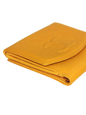 2000 Caviar Skin CC Mark Stitch Wallet in Mustard