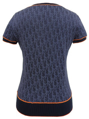 Trotter Pattern Half Sleeve Top in Navy/Orange