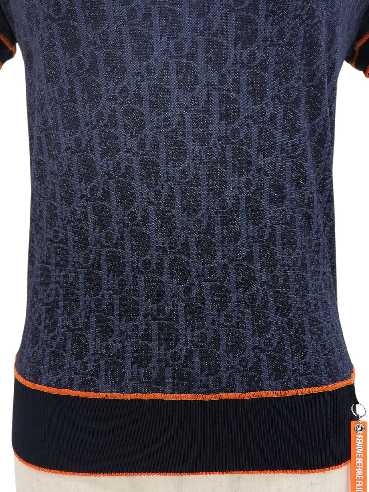 Trotter Pattern Half Sleeve Top in Navy/Orange
