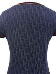 Trotter Pattern Half Sleeve Top in Navy/Orange