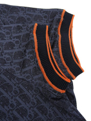 Trotter Pattern Half Sleeve Top in Navy/Orange