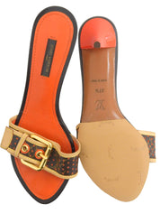 2006 Canvas Monogram Perforated Sandals in Brown/Orange