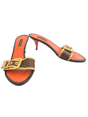 2006 Canvas Monogram Perforated Sandals in Brown/Orange