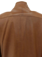Gancini Plate Leather Jacket Brown