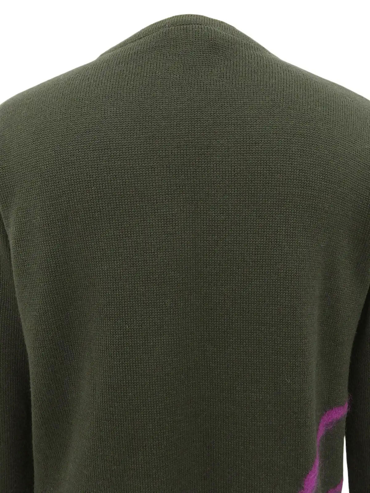 橄榄绿/大丽花紫徽标纽扣开衫