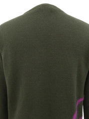 橄榄绿/大丽花紫徽标纽扣开衫