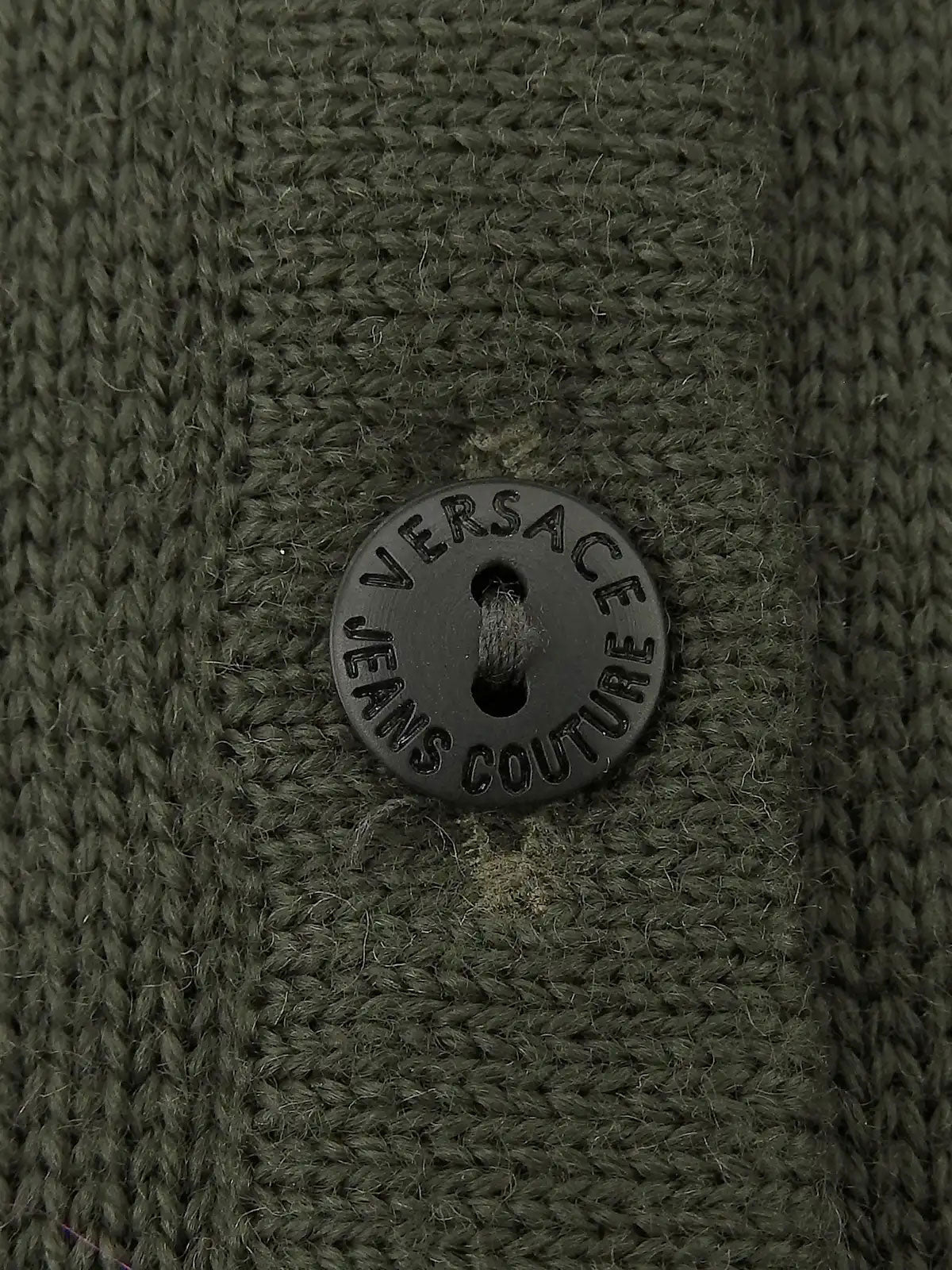 橄榄绿/大丽花紫徽标纽扣开衫