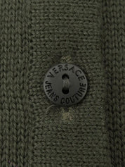 橄榄绿/大丽花紫徽标纽扣开衫