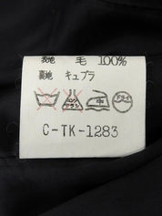 黑色/多色羊毛格纹无领夹克