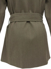 Damier Pattern Fur Denim Combination Coat in Khaki