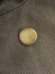 Damier Pattern Fur Denim Combination Coat in Khaki