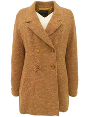 1996 Tweed CC Mark 纽扣双排扣夹克(驼色/鲑鱼粉色)