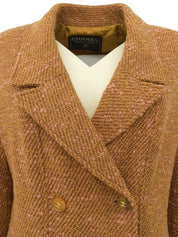 1996 Tweed CC Mark 纽扣双排扣夹克(驼色/鲑鱼粉色)