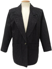 Leather Paisley Pattern Jacket in Black