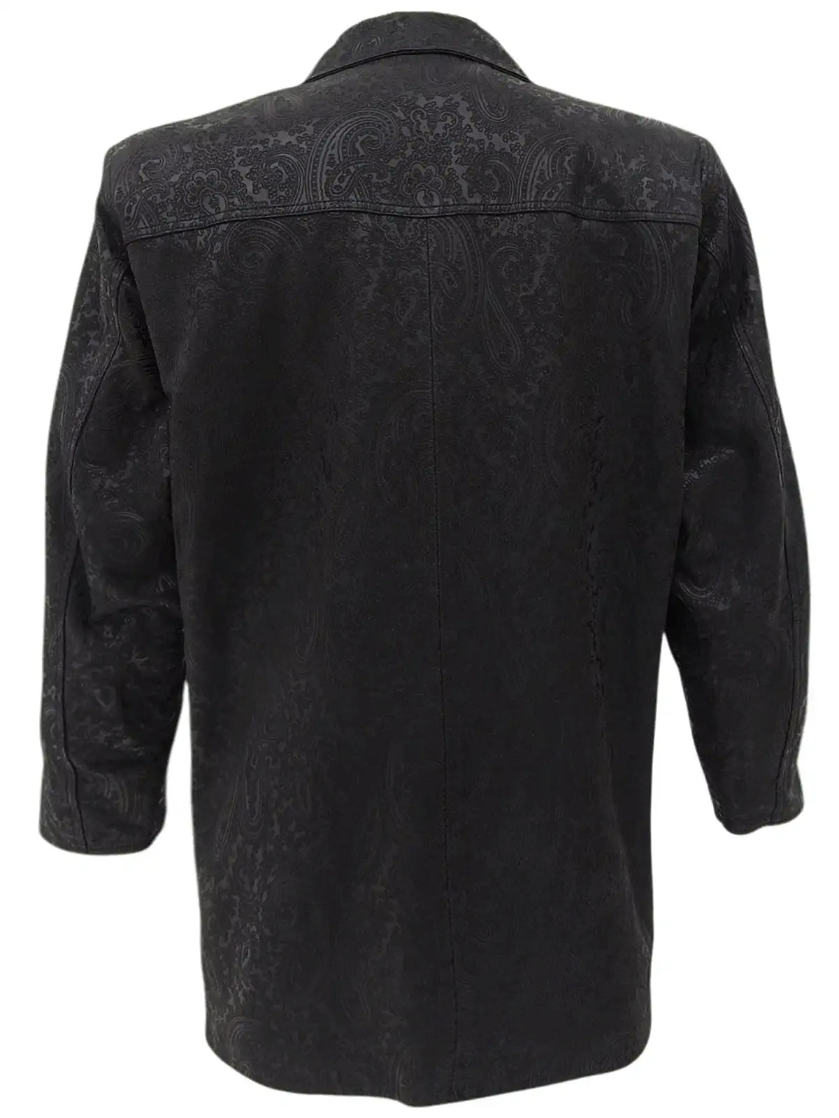 Leather Paisley Pattern Jacket in Black