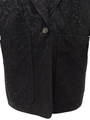 Leather Paisley Pattern Jacket in Black