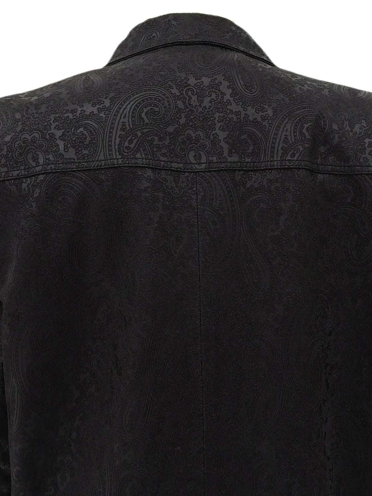 Leather Paisley Pattern Jacket in Black