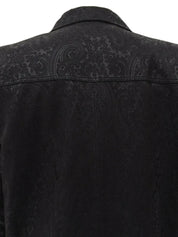 Leather Paisley Pattern Jacket in Black