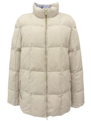 Logo Zip-Up Down Jacket, Ivory