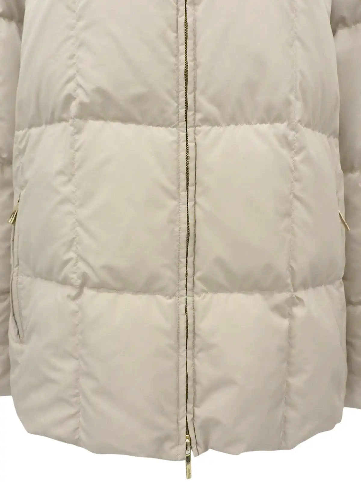 Logo Zip-Up Down Jacket, Ivory