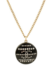 2009 Rhinestone Round CC Mark Design Necklace Gold/Black