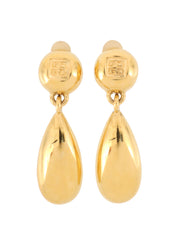 圆形徽标牌摇摆耳环 金色