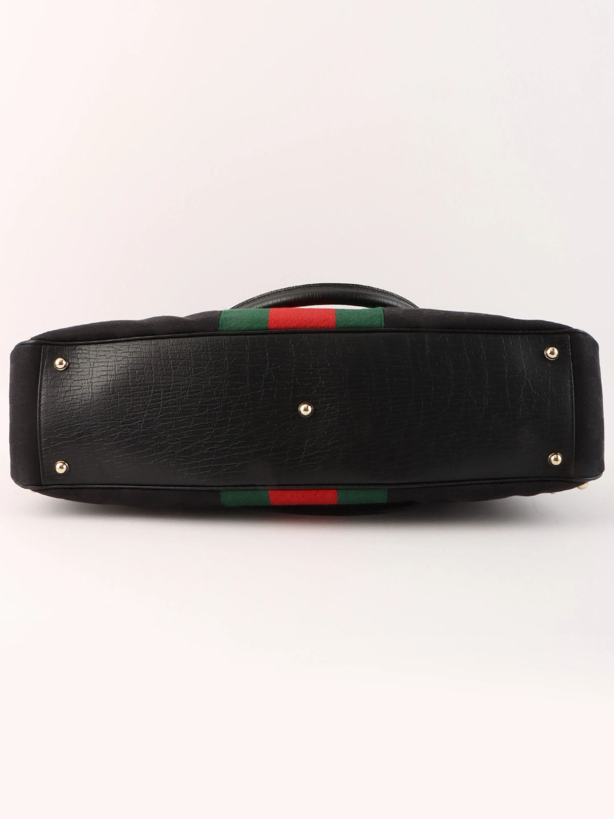 Canvas GG Pattern Sherry Line Horsebit Shoulder Bag in Black