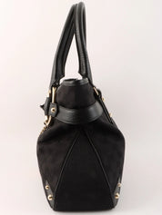 Canvas GG Pattern Sherry Line Horsebit Shoulder Bag in Black