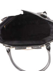 Canvas GG Pattern Sherry Line Horsebit Shoulder Bag in Black