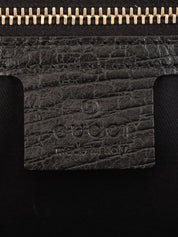 Canvas GG Pattern Sherry Line Horsebit Shoulder Bag in Black