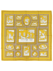 Carré 90 Wedgwood 图案围巾 黄色/棕色