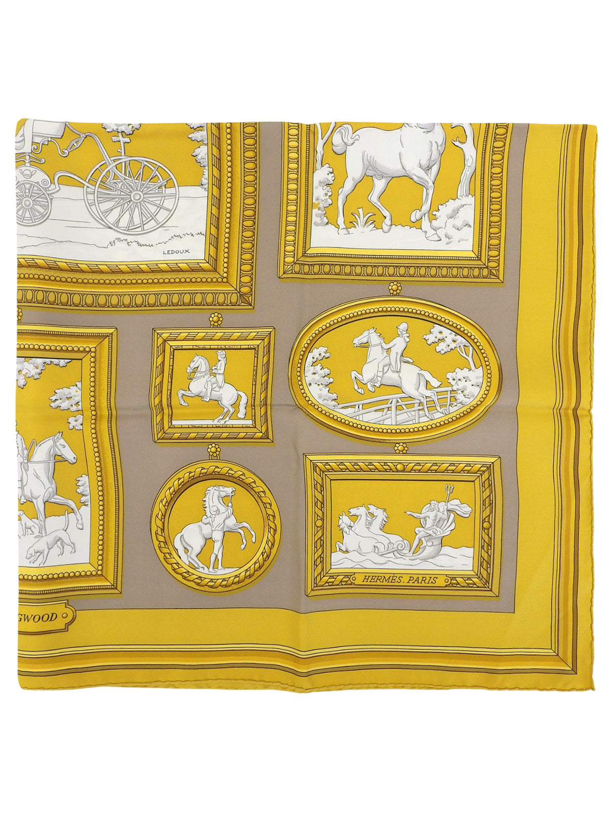 Carré 90 Wedgwood 图案围巾 黄色/棕色