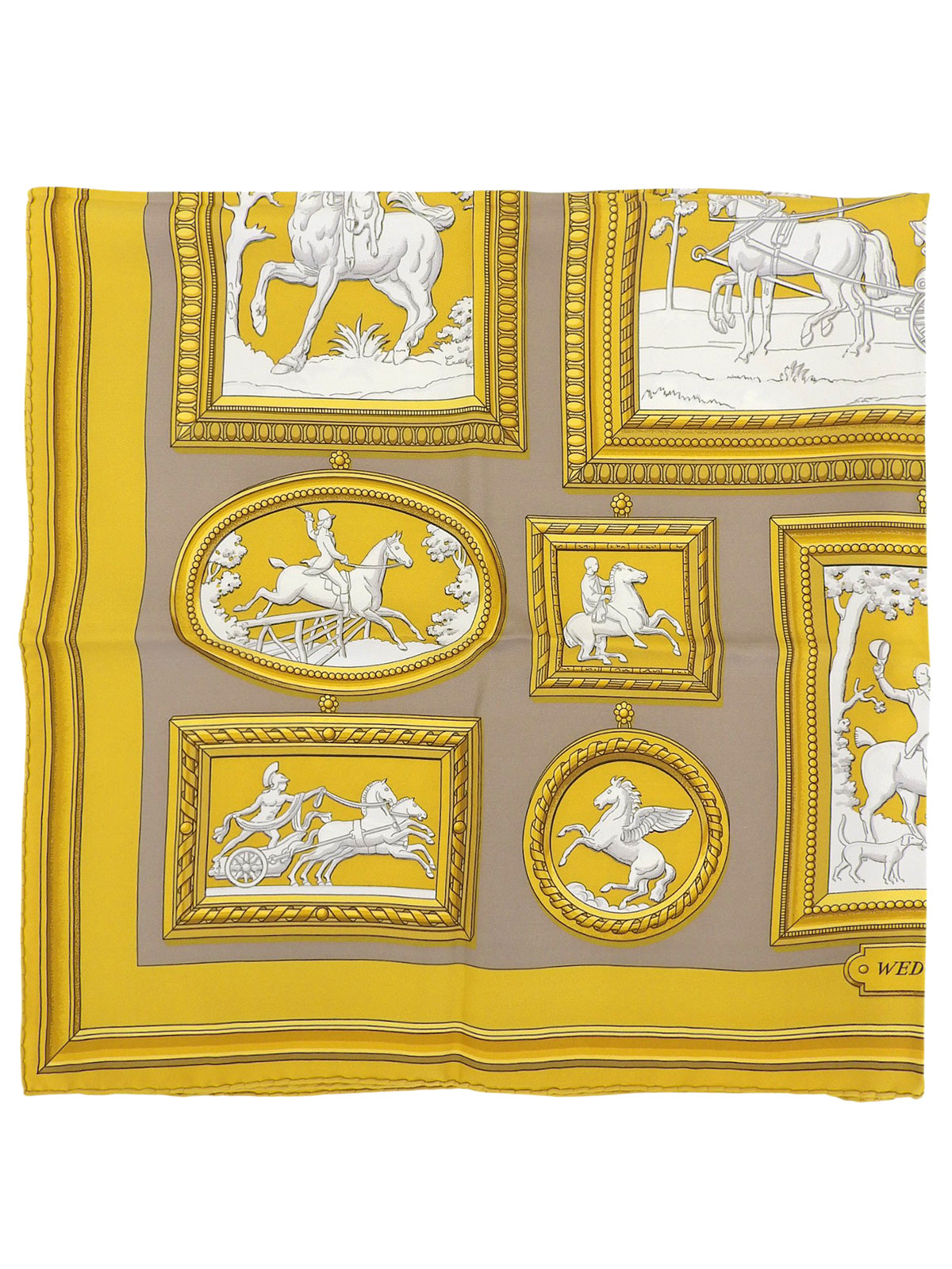 Carré 90 Wedgwood 图案围巾 黄色/棕色