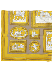 Carré 90 Wedgwood 图案围巾 黄色/棕色