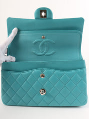 2014 Classic Flap Chain Bag, 25cm, Turquoise Blue