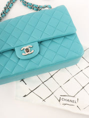 2014 Classic Flap Chain Bag, 25cm, Turquoise Blue